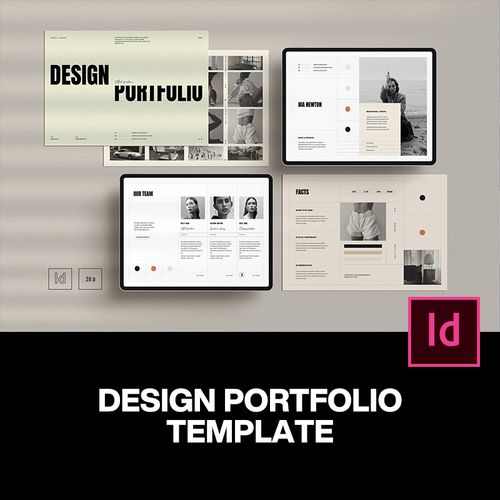 24页横版简约现代设计师个人简历作品集排版设计id版式模板素材