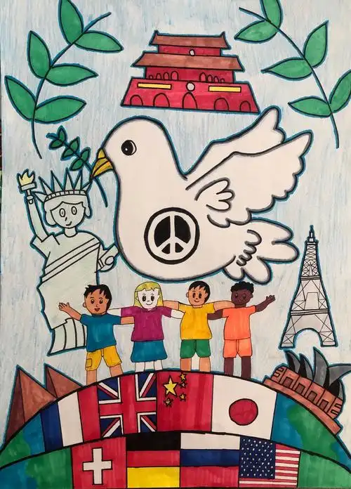 用画笔描绘和平