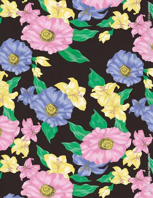 黑底手绘百合图片