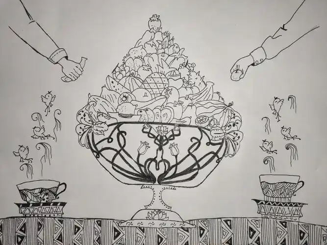 第八周课后作业 三角形构图无缝堆积创意线描画