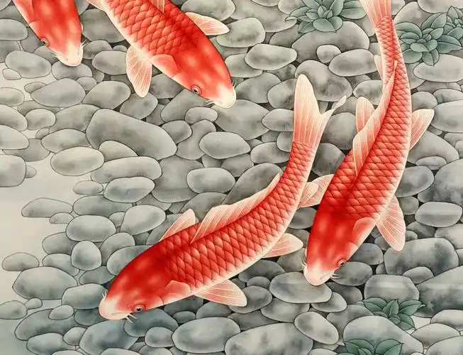 工笔画底稿工笔红鲤鱼白描9打印稿宣纸稿本店拷贝稿