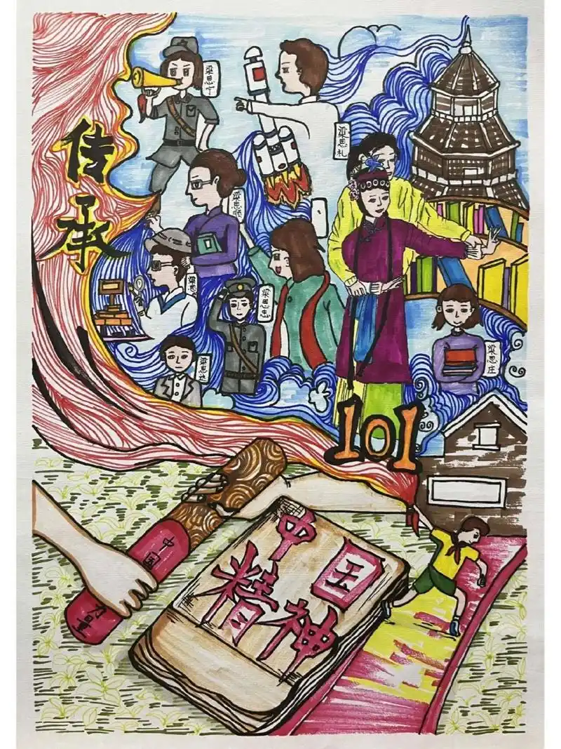 延安精神主题绘画 孩子的参赛作品