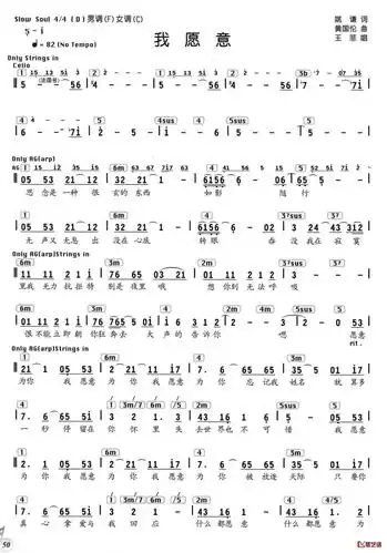 我愿意简谱王菲演唱