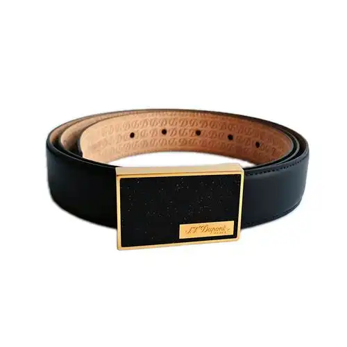 [9.9新]都彭方形镀金金沙款按扣男士牛皮腰带皮带051182g