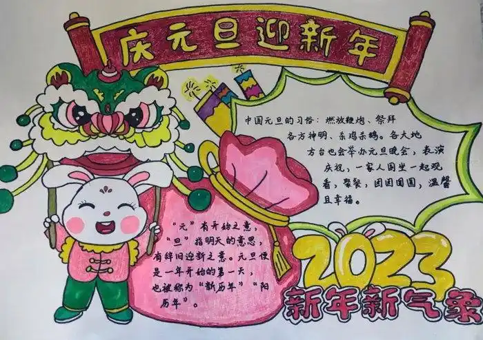 迎新年庆元旦手抄报2023年兔年