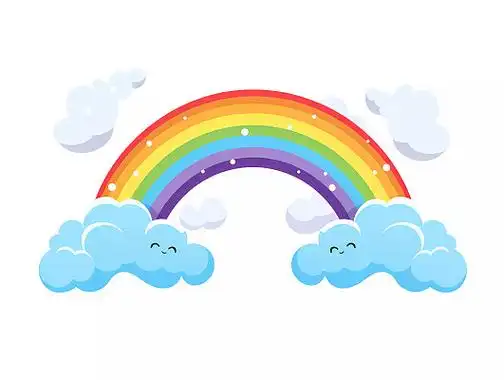 彩虹云朵彩虹太阳卡通彩虹天气元素