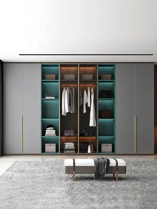 轻奢意式极简定制衣柜平开门四门六门衣柜主卧玻璃门衣橱整体定制