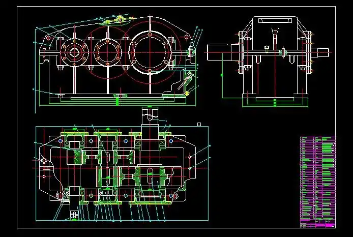 二级齿轮箱装配图cad图纸