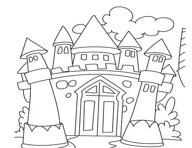 童话里的城堡风景简笔画作品城堡简笔画