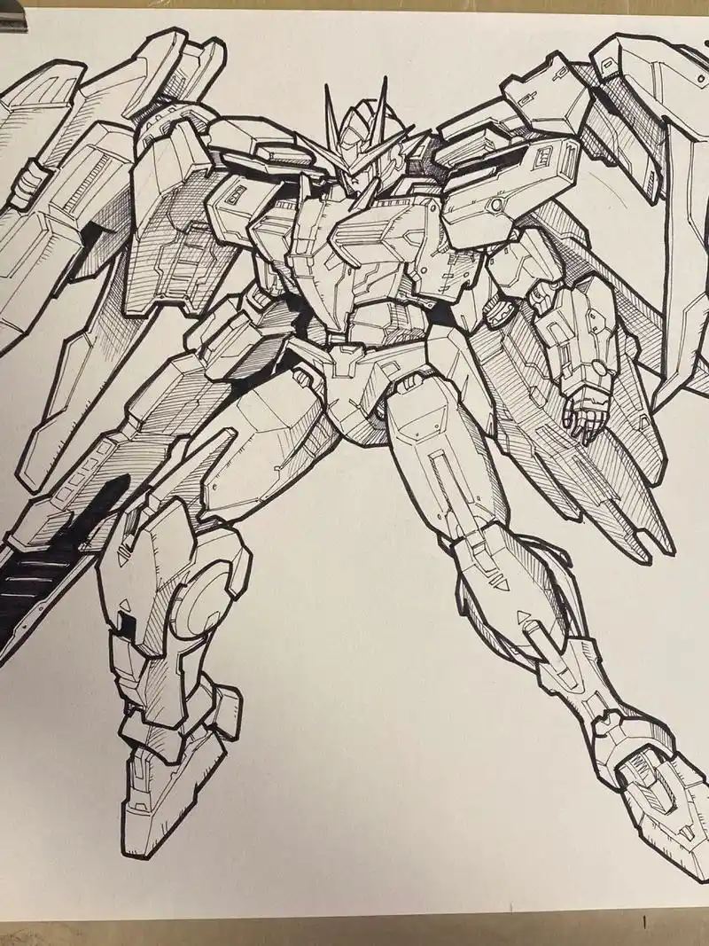 感觉高达画起来好简单,各种块面结构 第一次正式画高达,只用了几个