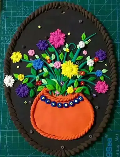 糖豆手工坊超漂亮的粘土花束装饰画