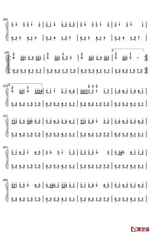 you钢琴简谱-数字双手-dai