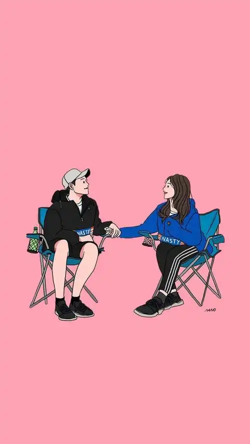 唯美创意手绘卡通情侣,高清图片,手机锁屏桌面-壁纸族