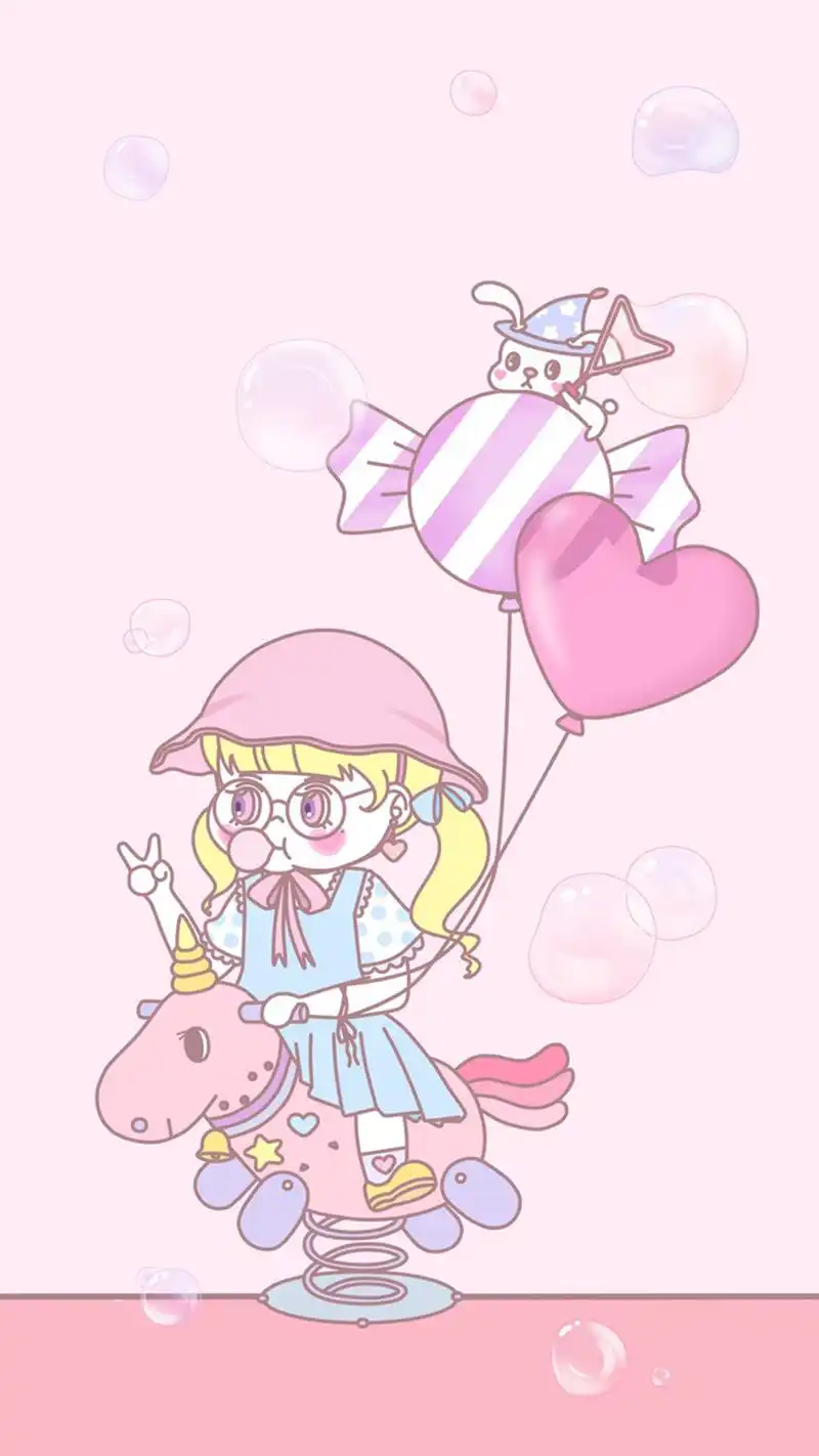少女系粉色卡通可爱手机壁纸图片