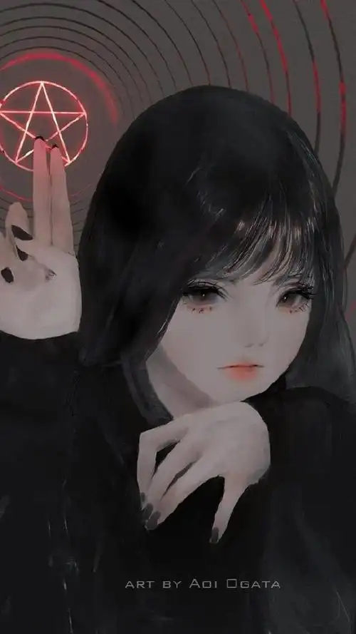 暗黑系少女插画,简约色调搭配细腻笔触,叛逆中不乏温柔闪耀