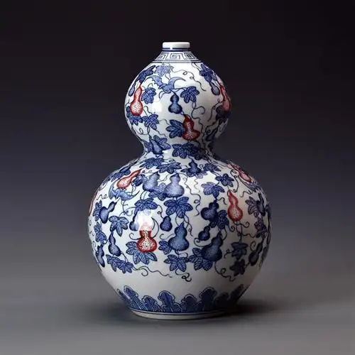 梵窑重器 清雍正款识青花釉里红图腾葫芦瓶 景德镇陶瓷花瓶中式客