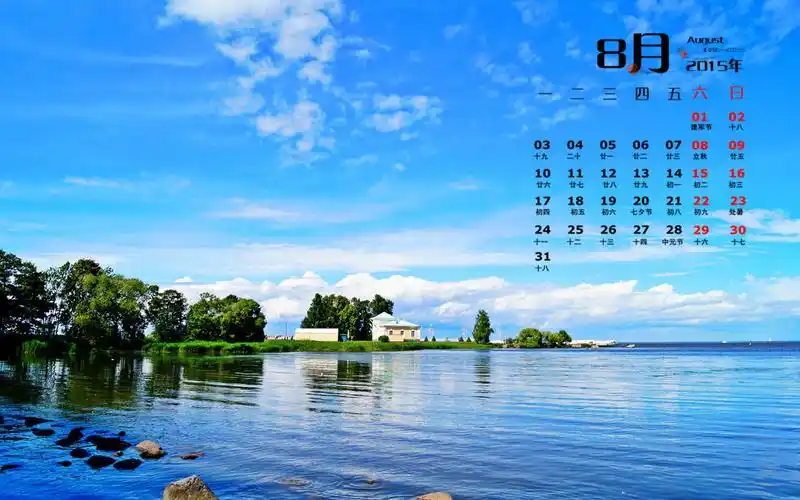 2015年8月日历海洋生物海中之王凶猛鲨鱼壁纸下载