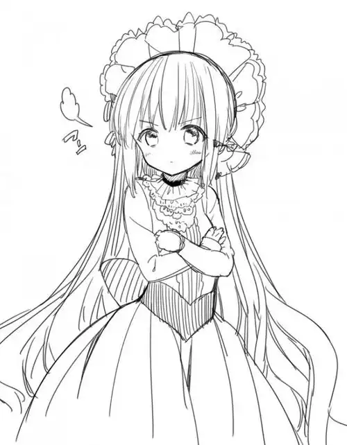 413张美少女插画手绘线稿精选集高清日本风女生漫画黑白手稿素材大全