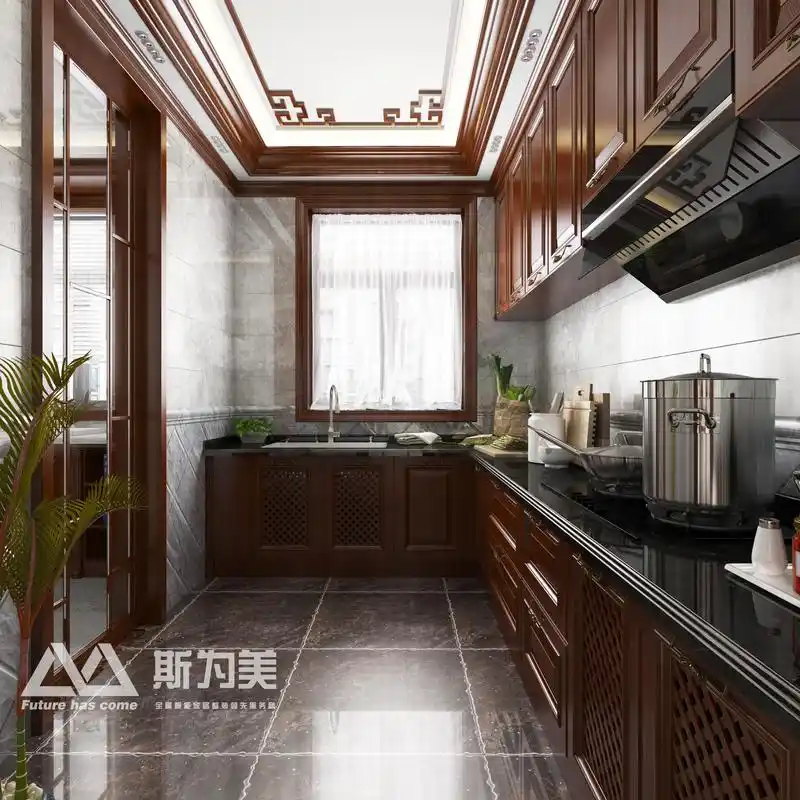 别墅新中式斯为美装饰厨房装修效果图片_装修美图-新浪家居
