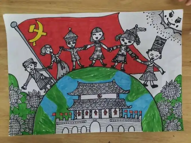 有画对党说永远跟党走学生原创绘画作品展播丨永远跟党走