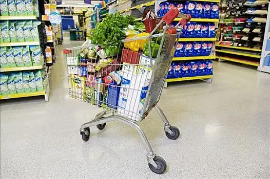 购物车,满,食品杂货,超市