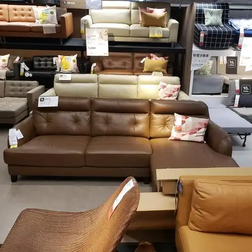 温馨ikea宜家格雷夫隆达三人沙发贵妃北欧真皮沙发皮艺沙发