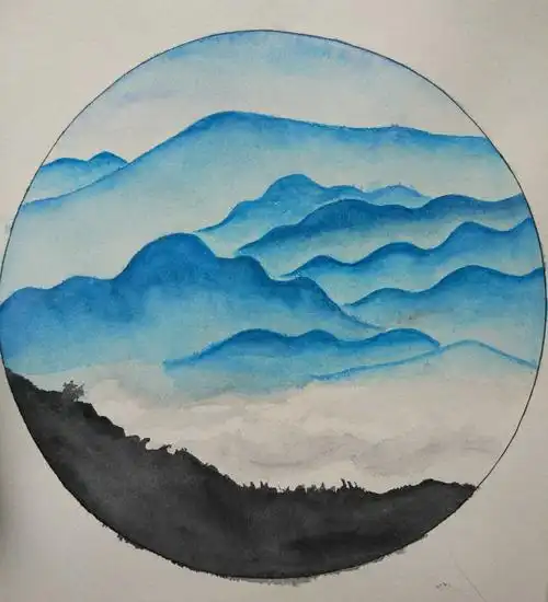 【水彩系列】渐变的山林 - 简书