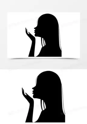 女生侧身五官轮廓剪影元素