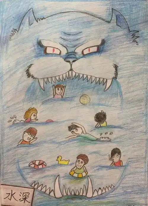 护佑孩子安全张店区防溺水优秀绘画作品展播