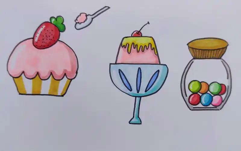 马克笔简笔画《甜品一》