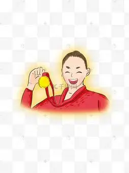 手绘冠军运动员装饰元素