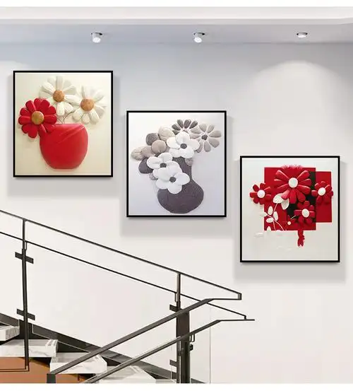 楼梯间墙面挂画走道楼道装饰画走廊过道壁画复式楼墙画客厅三联画 d款