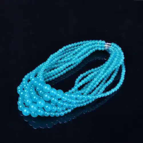 玛瑙项链 孔雀绿圆珠塔链 女款时尚玉石首饰饰品送礼馈赠佳品