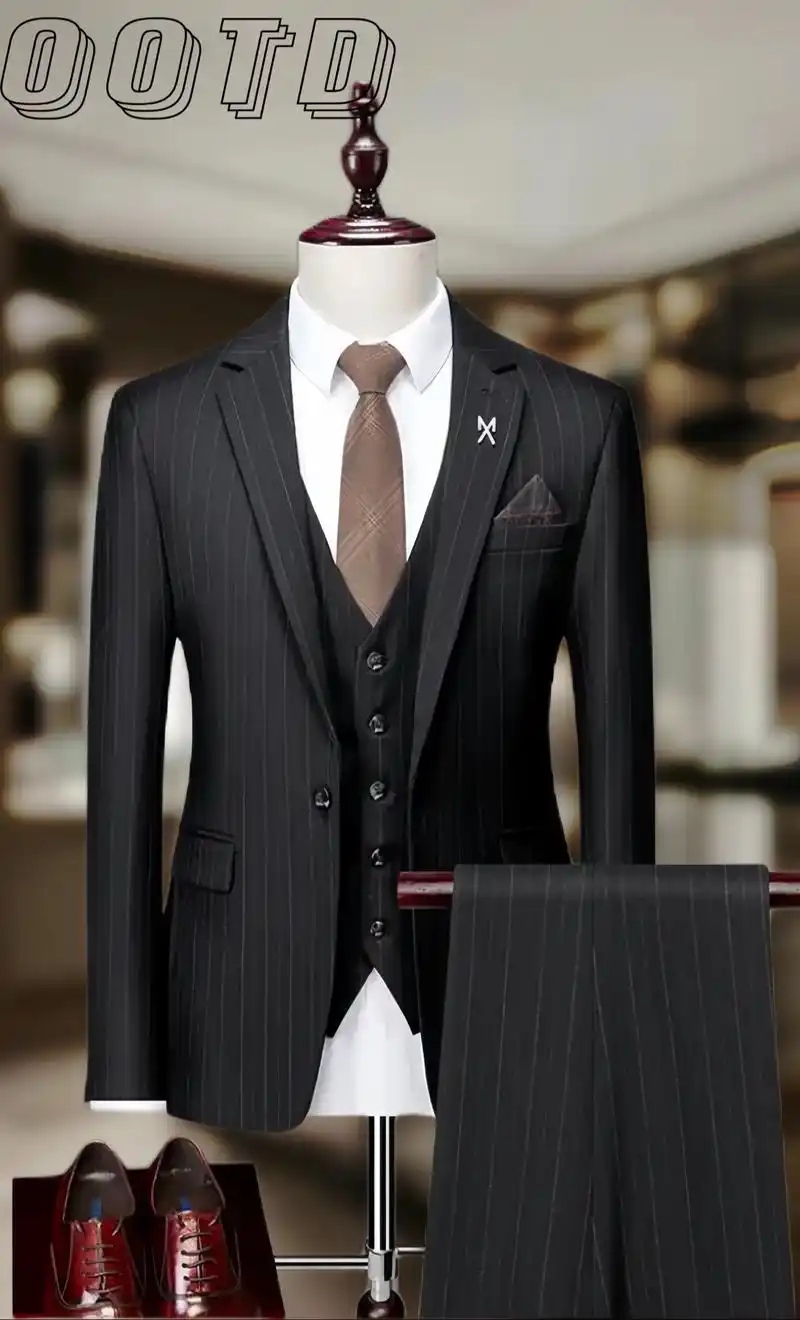 秋冬新款男士商务休闲西装三件套