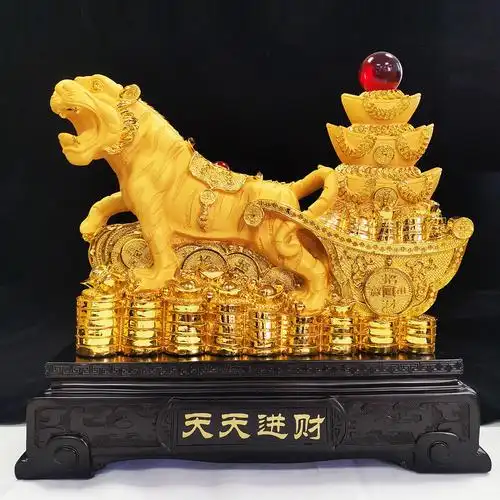 迪万思树脂绒沙金金虎摆件招财虎工艺品年会开业庆典活动礼品批发