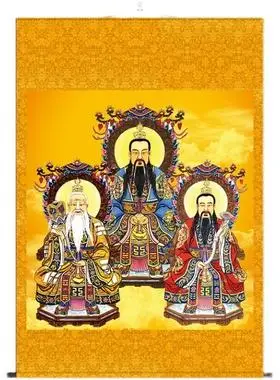 三尺三道家三清天尊画像客厅装饰画法事供奉画沙发背景墙玄关挂画