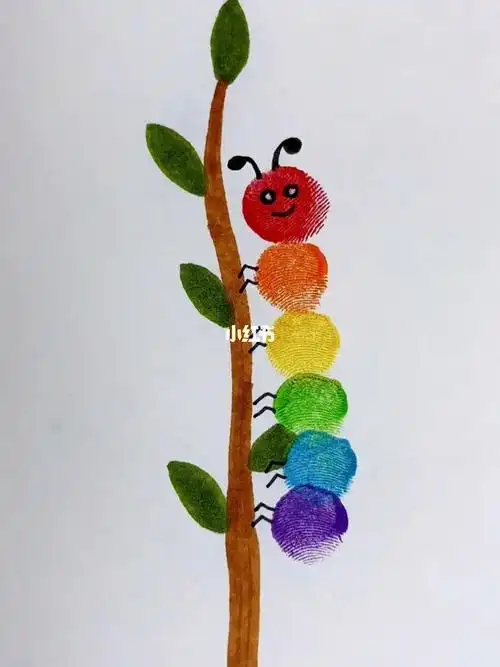 用手指画毛毛虫又快又简单