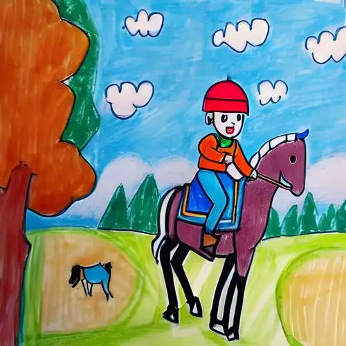 小男孩骑马的简笔画