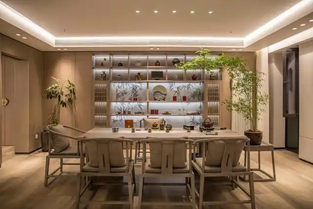 私人茶室装修效果图,东方禅意之美