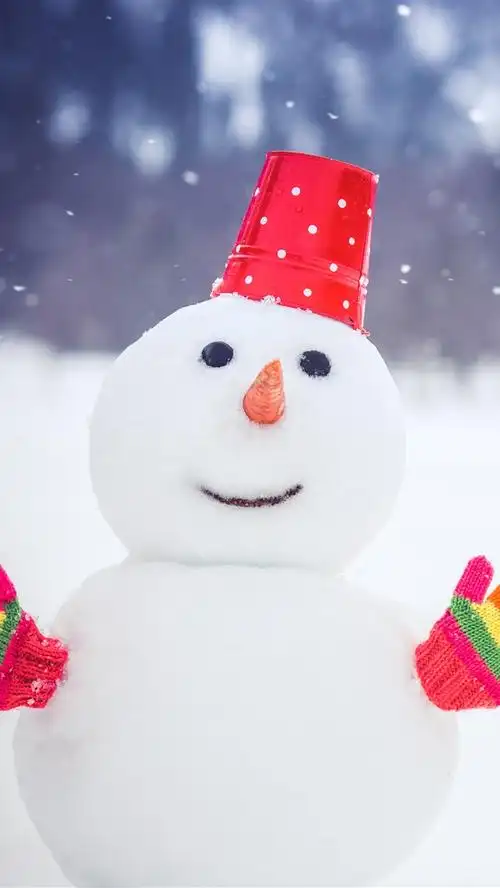 雪人,五颜六色的手套,雪,冬天 iphone 壁纸