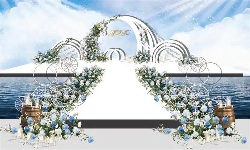 白色户外欧式婚礼效果图 简约