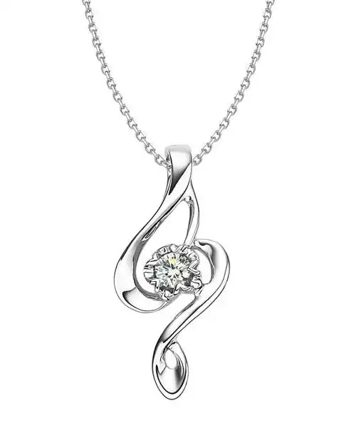 钻宝源 18k白金时尚钻石吊坠——惹火