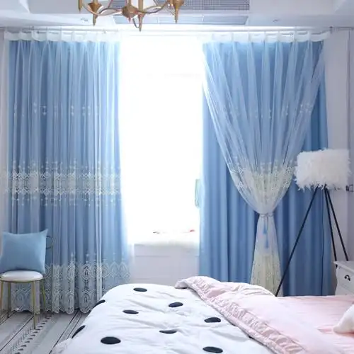 新款窗帘公主风梦幻女孩婚房定制遮光窗帘布成品布纱一体抖音同款