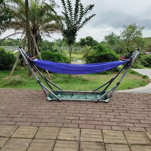 越南吊床vong越南网床quiphuc加厚黑色折叠架吊床室内外秋千多款网