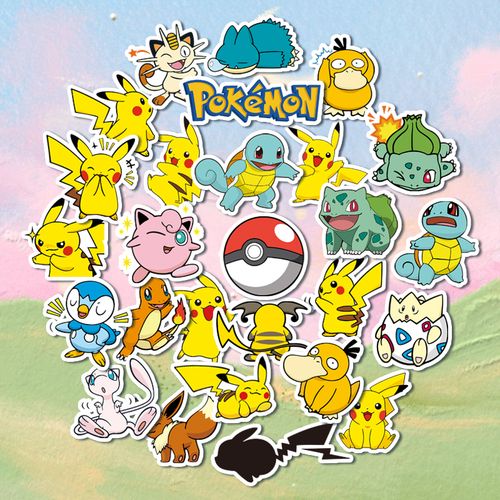宝可梦贴纸卡通动漫宠物小精灵可爱神奇宝贝口袋怪兽手机电脑贴画
