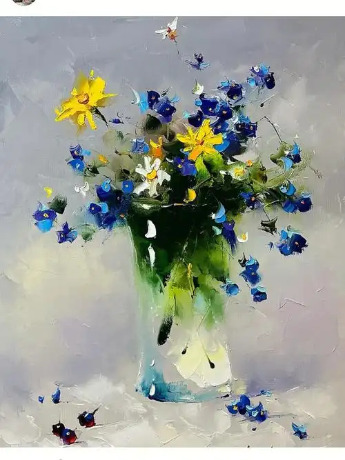 油画里的花朵美的不仅仅是盛开还有意境