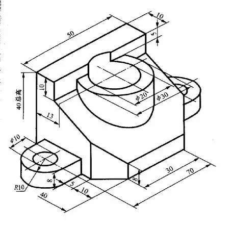 用三维实体造型方法,按1:1比例绘制如下立体图.