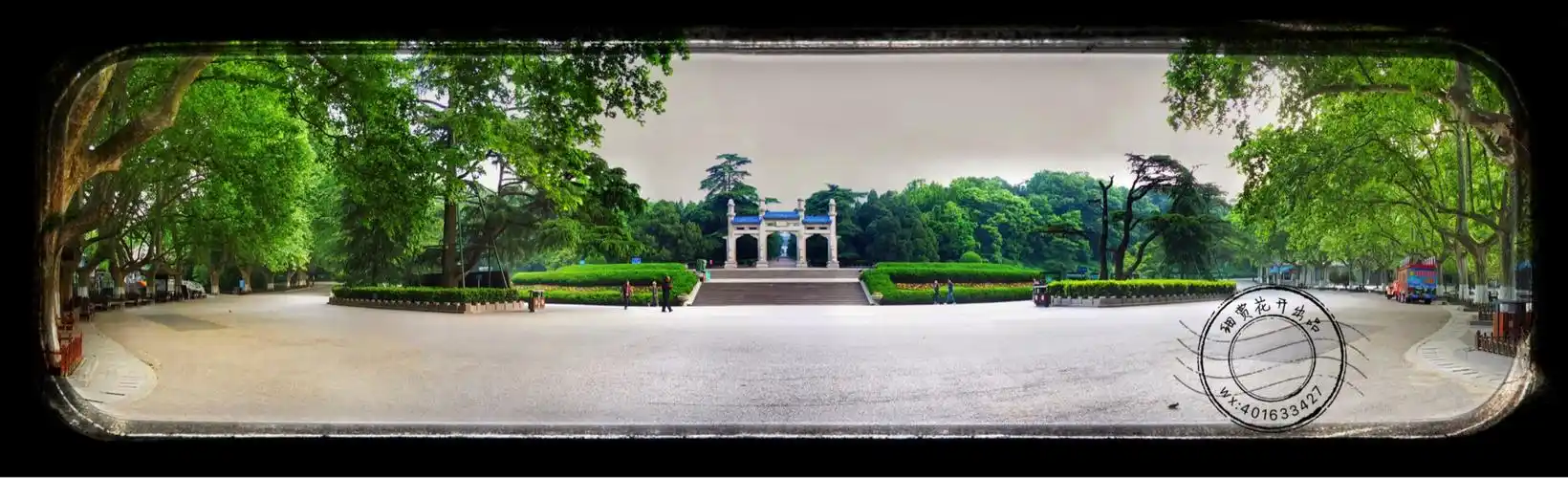 从空中的角度,可以更加清晰的看到中山陵的精巧设计,所以建筑,道路都