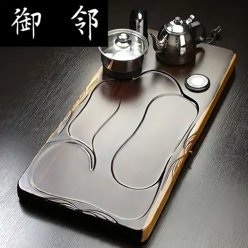 yd豪华整块大型黑紫檀木茶盘茶海茶台天然木材整套茶具茶盘