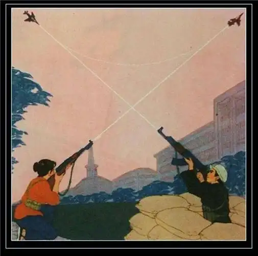 抗日神剧有出处:70年代民兵苦练步枪打飞机(3